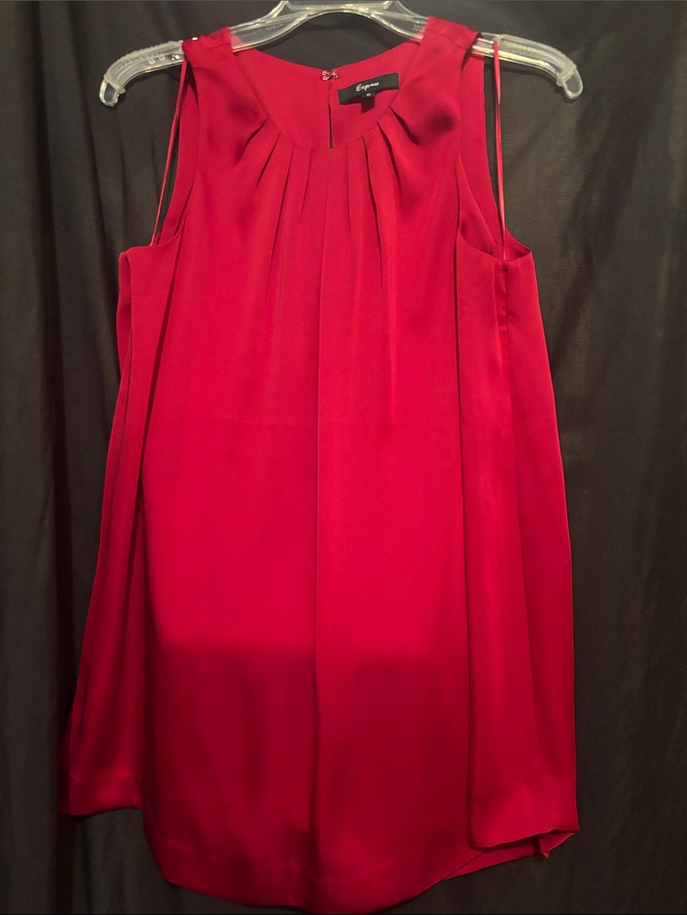 Express Sleeveless Red Pleated Neck Shift Dress